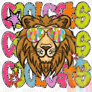 Preppy neon coolcats preppy mascot coquette png girls preppy lions design dtf pink lions png lions mascot preppy png