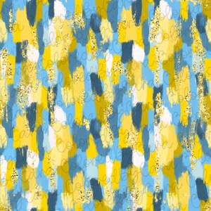 May include: Abstract pattern with brushstrokes in yellow, blue, white, and navy. Gold glitter accents are scattered throughout the design. The word "colored" is faintly visible in a script font.