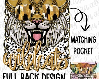 wildcats preppy mascot coquette png girls preppy wildcats design dtf black and gold wildcats png wild cat mascot preppy png