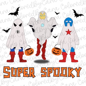 Boys Halloween trio png Super Hero png boy Halloween costumes fall designs super spooky ghosts retro designs halloween trio boys sublimation