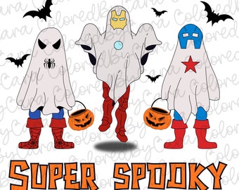 Jongens Halloween-trio png Superheld png jongen Halloween-kostuums herfstontwerpen super spookachtige geesten retro-ontwerpen halloween-trio jongens sublimatie