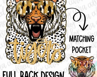 Tigers preppy mascot coquette png girls preppy Tigers design dtf gold and black Tigers png Tigers mascot preppy png