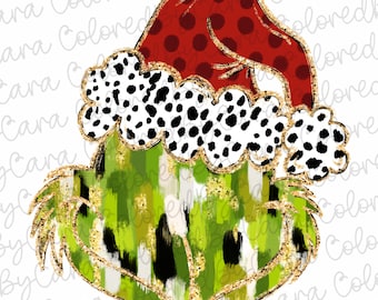 Mean one Coquette glitter png brushstroke green guy design dtf Christmas girls winter png kids santa design bow brushstroke