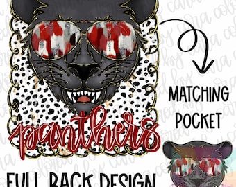 Panthers preppy mascot coquette png girls preppy Panthers design dtf red and black Panthers png Panthers mascot preppy png