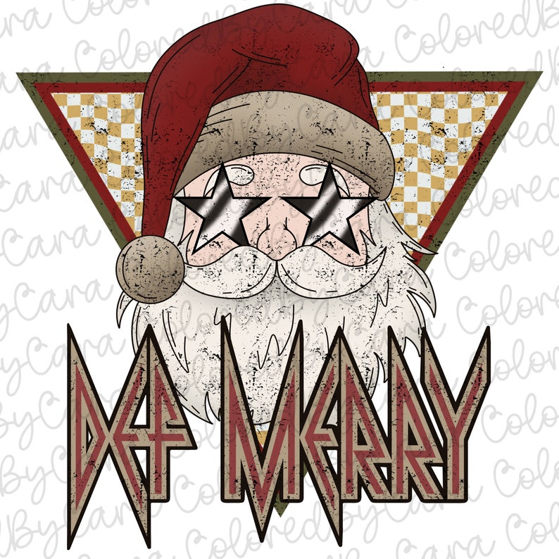 May include: A vintage-style illustration of Santa Claus wearing sunglasses with a star-shaped design. The text "'Tis Merry" is written in a bold, stylized font below Santa's face.