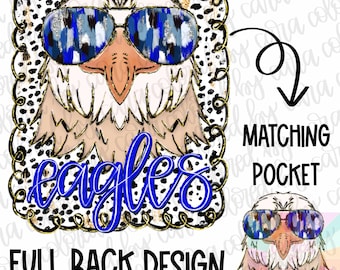Eagles preppy mascot coquette png girls preppy eagles design dtf royal blue and black eagles png eagles mascot preppy png