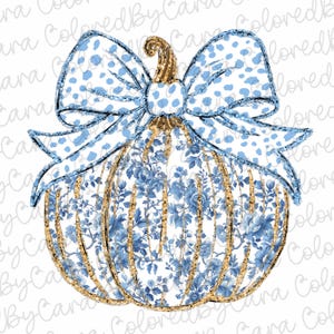 Grand millennial Coquette gold glitter pumpkin chinoiserie png girls fall pumpkin design dtf Halloween girl fall png bow acrylic brushstroke