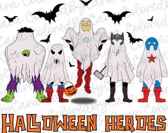 Boys Halloween Heroes png Super Hero png boy Halloween costumes fall designs super spooky ghosts retro designs halloween boys sublimation