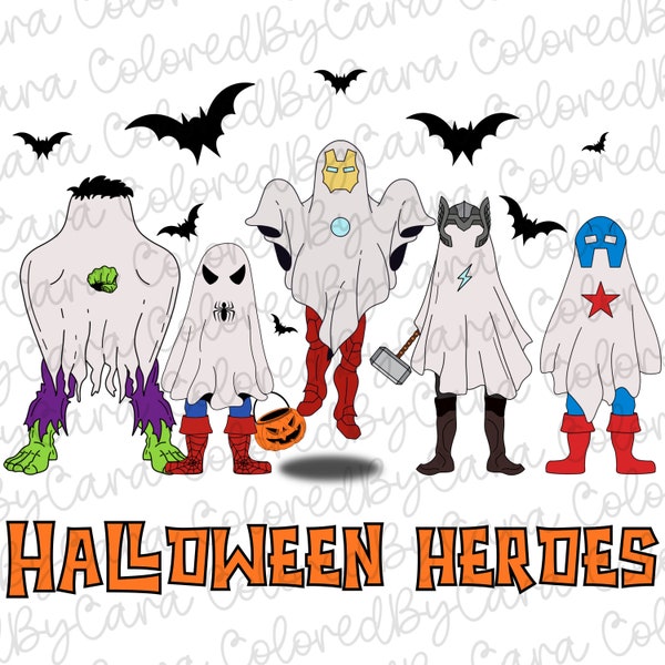 Boys Halloween Heroes png Super Hero png boy Halloween costumes fall designs super spooky ghosts retro designs halloween boys sublimation
