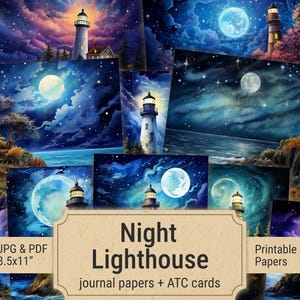 Lighthouse Junk Journal Kit Digital Scrapbook Paper Nautical Lighthouse Printable Junk Journal Pages Sea Ephemera Ocean Collage Sheets