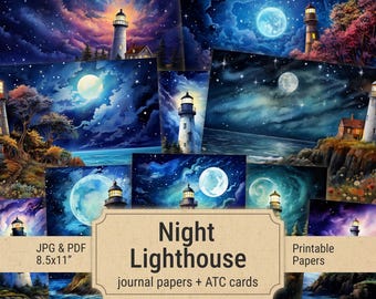 Lighthouse Junk Journal Kit Digital Scrapbook Paper Nautical Lighthouse Printable Junk Journal Pages Sea Ephemera Ocean Collage Sheets