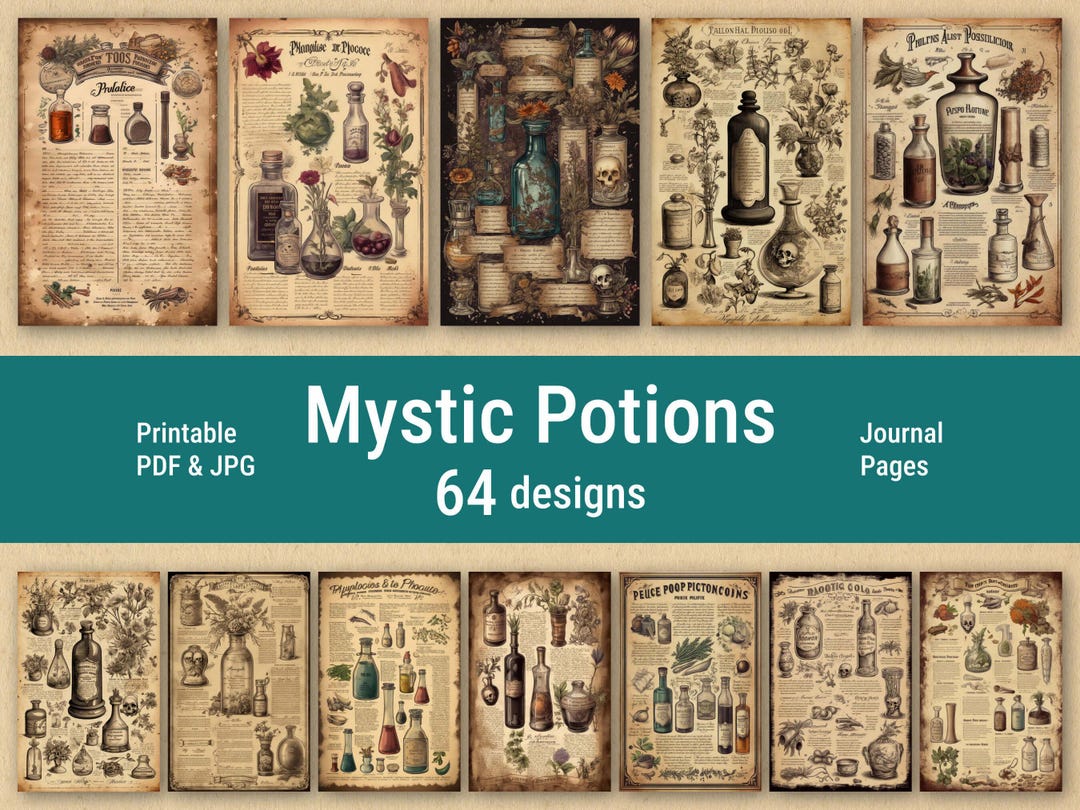 Mystic Potion Junk Journal Pages Witch Apothecary Junk Journal ...
