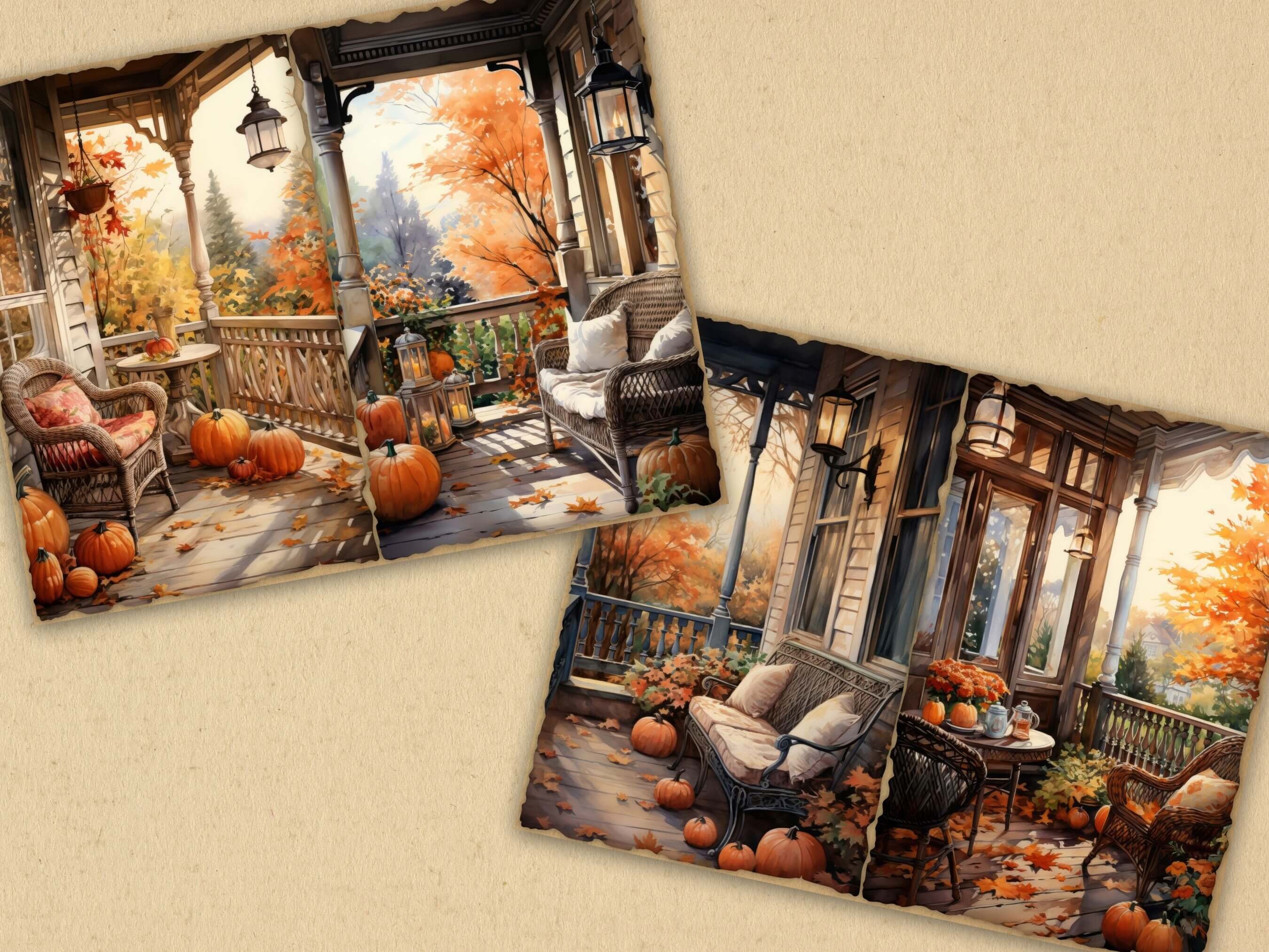 Fall Porch Junk Journal Pages Fall Junk Journal Kit Cozy Autumn ...