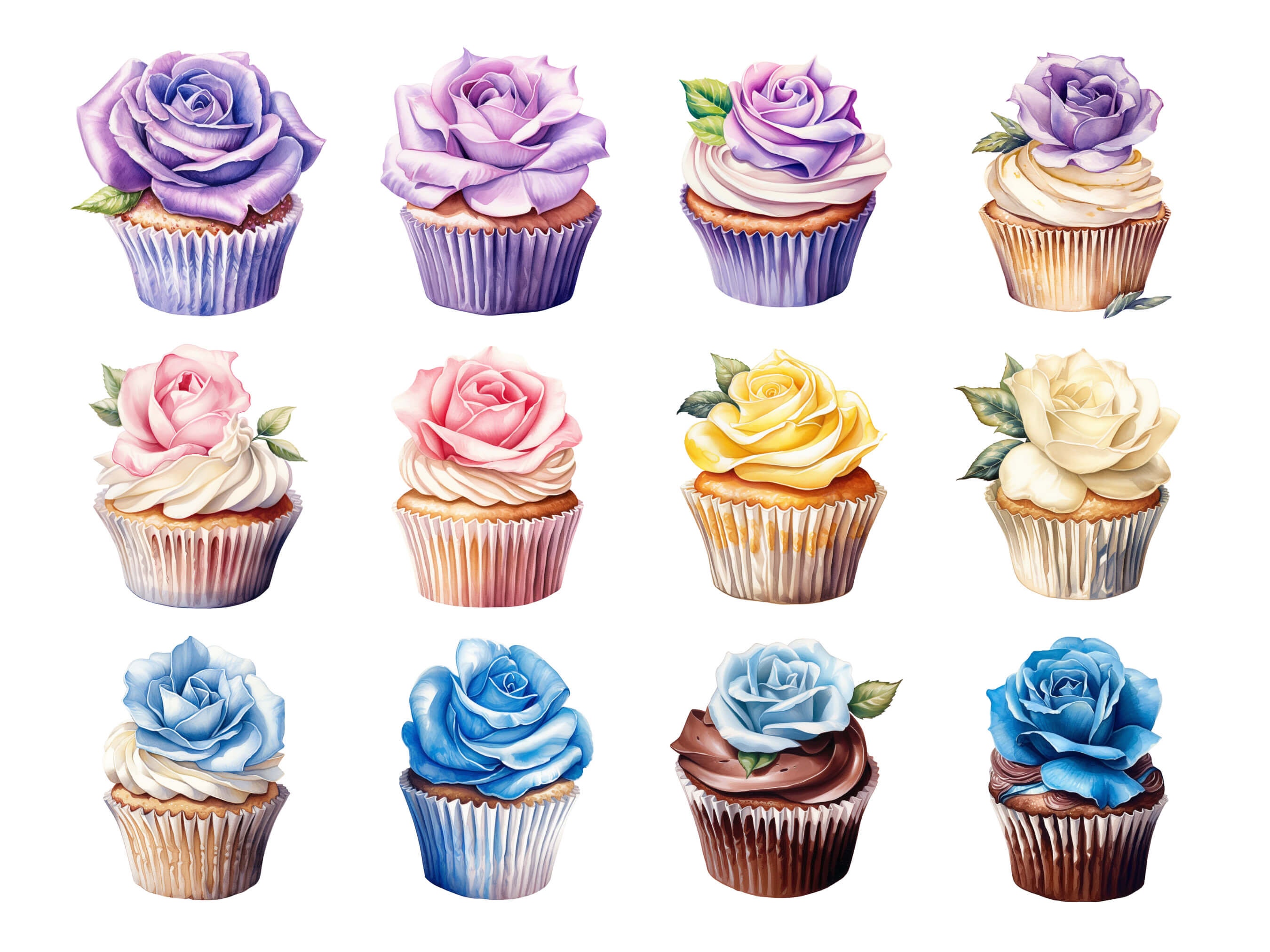 Watercolor Cupcake Clipart Cupcake PNG Birthday Dessert Clip Art ...
