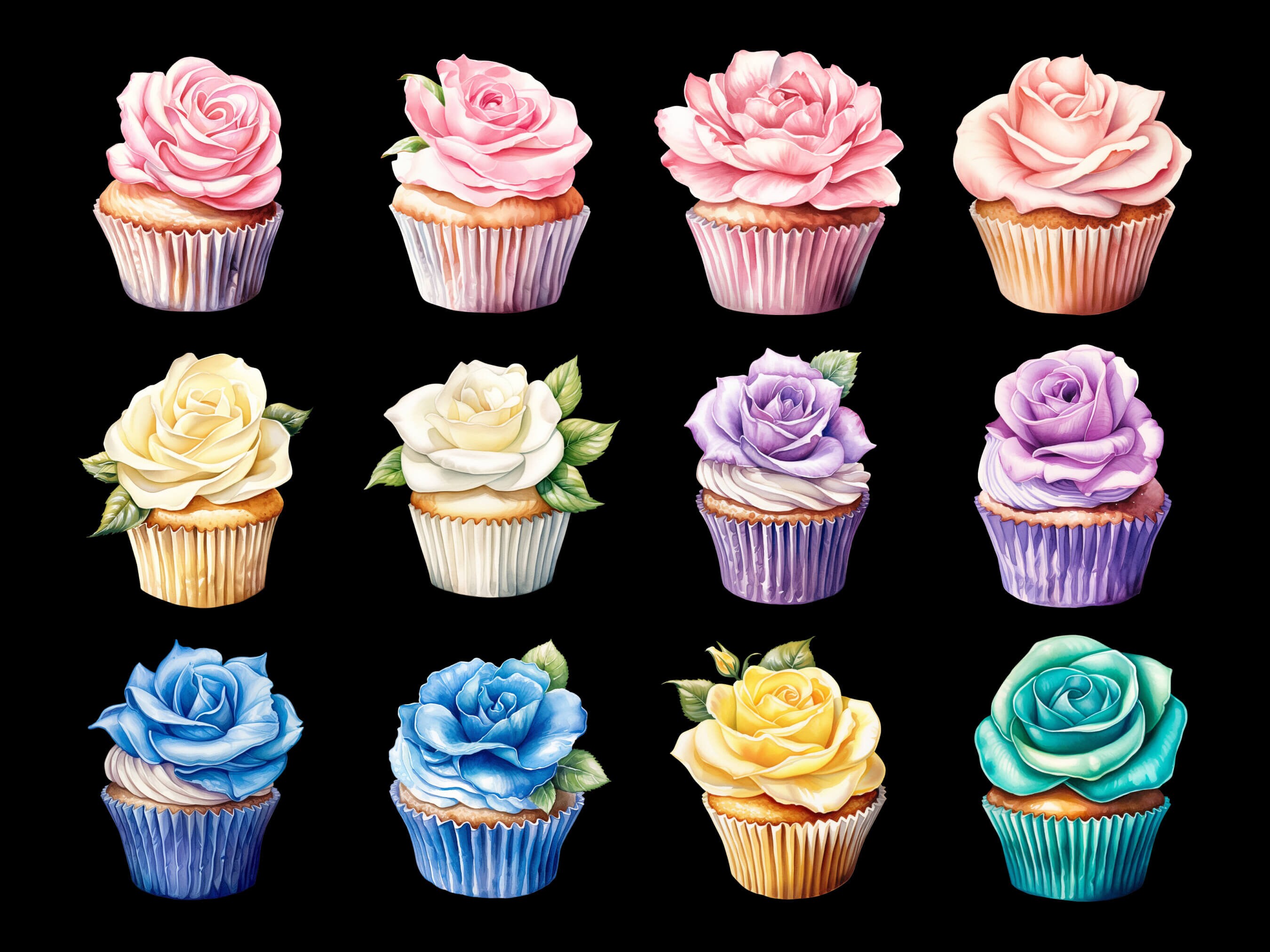 Watercolor Cupcake Clipart Cupcake PNG Birthday Dessert Clip Art ...
