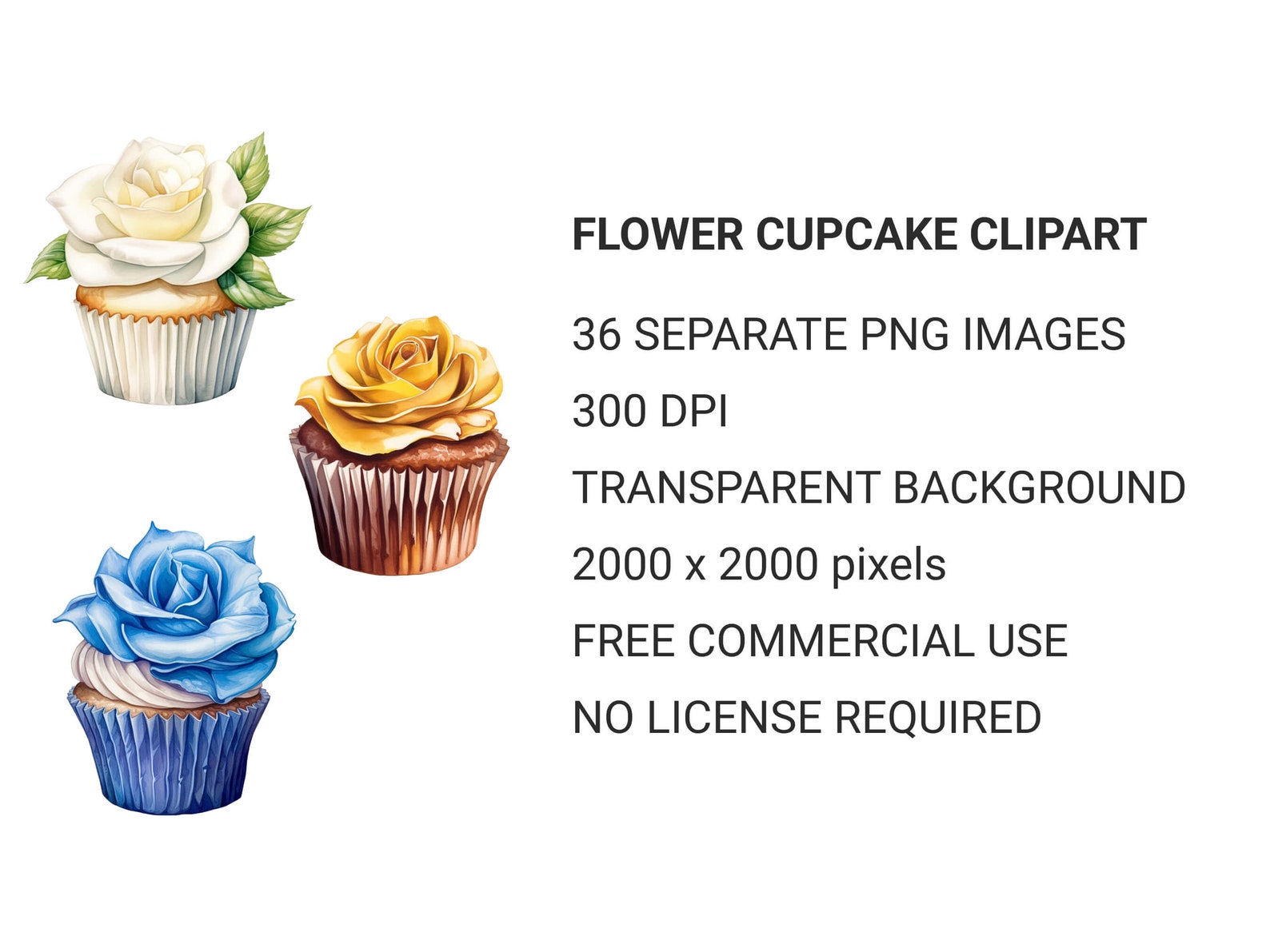 Watercolor Cupcake Clipart Cupcake PNG Birthday Dessert Clip - Etsy