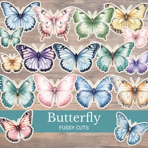 Borboleta Fussy Cut Junk Journal Imprimível Fussy Cut Borboletas Ephemera Cricut Planner Adesivos Download Digital