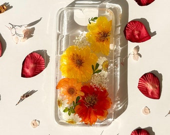 Radiant Sunflower Hand-Pressed Flowers | iPhone 15, iPhone 14, iPhone 13, iPhone 12, iPhone 11, Pro Max Mini Plus, Art Phone Case