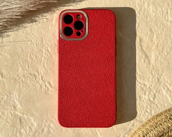 Red Textured iPhone Case, Personalized Christmas Gift, Handmade