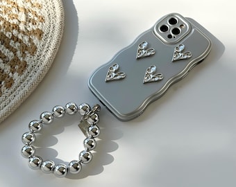 Silver Swirl Phone Case - Cute Y2K Swirl iPhone Case - Cute Heart Phone Case | iPhone 15 14 13 12 Pro Max Plus | Retro Heart iPhone Cover