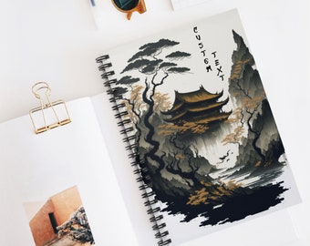 Personalized Japanese Ink Painting Spiral Notebook | Customizable Asian Design Journal