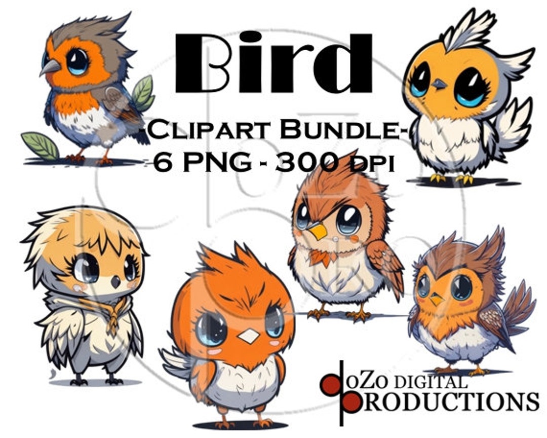 Cute Baby Bird Clipart Cartoon / Anime PNG Commercial Use Etsy