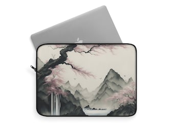 Cascada de flor de cerezo/funda para portátil de arte tradicional asiático/funda protectora de poliéster de 12"