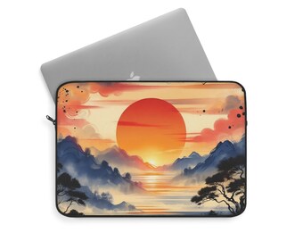 Majestic Oriental Sunrise | Premium Laptop Sleeve | Durable Polyester Design | 13" Elegant Device Protection