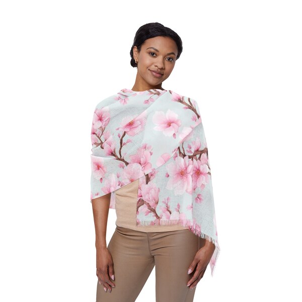 Sakura Blossom Light Scarf | Cherry Blossom Pattern | Elegant Floral Wrap