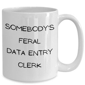 Data entry clerk mug | other clerks |sombodys feral| funny gift ideas for data pros | birthday retirement cup