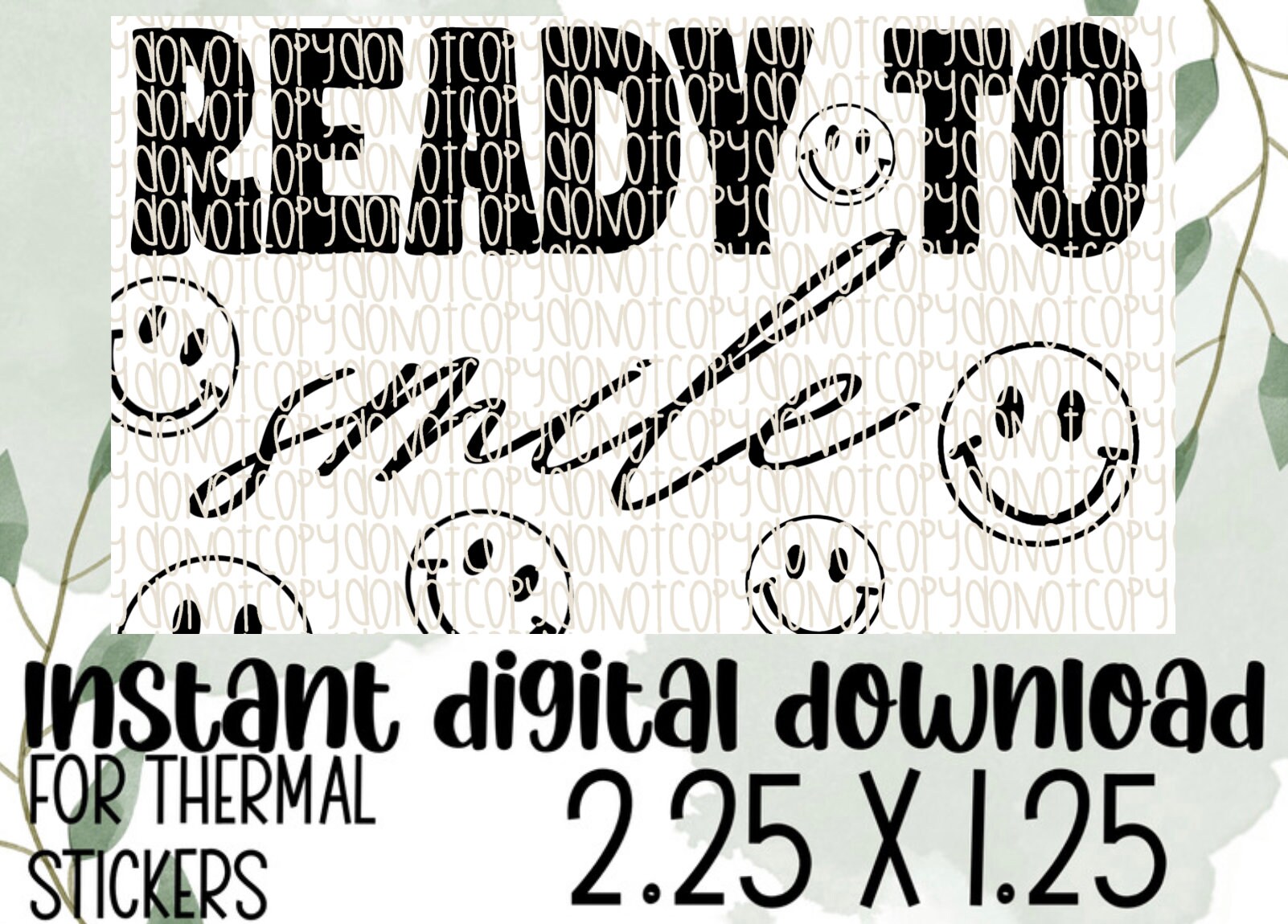 Prêt à sourire| téléchargement png| autocollants d'imprimante thermique | autocollants thermiques png |