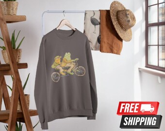 Frog And Toad Crewneck Sweatshirt Vintage Classic Book Sweatshirt Aesthetic Women's Pullover Playful Animal Print Christmas Sweater For Her