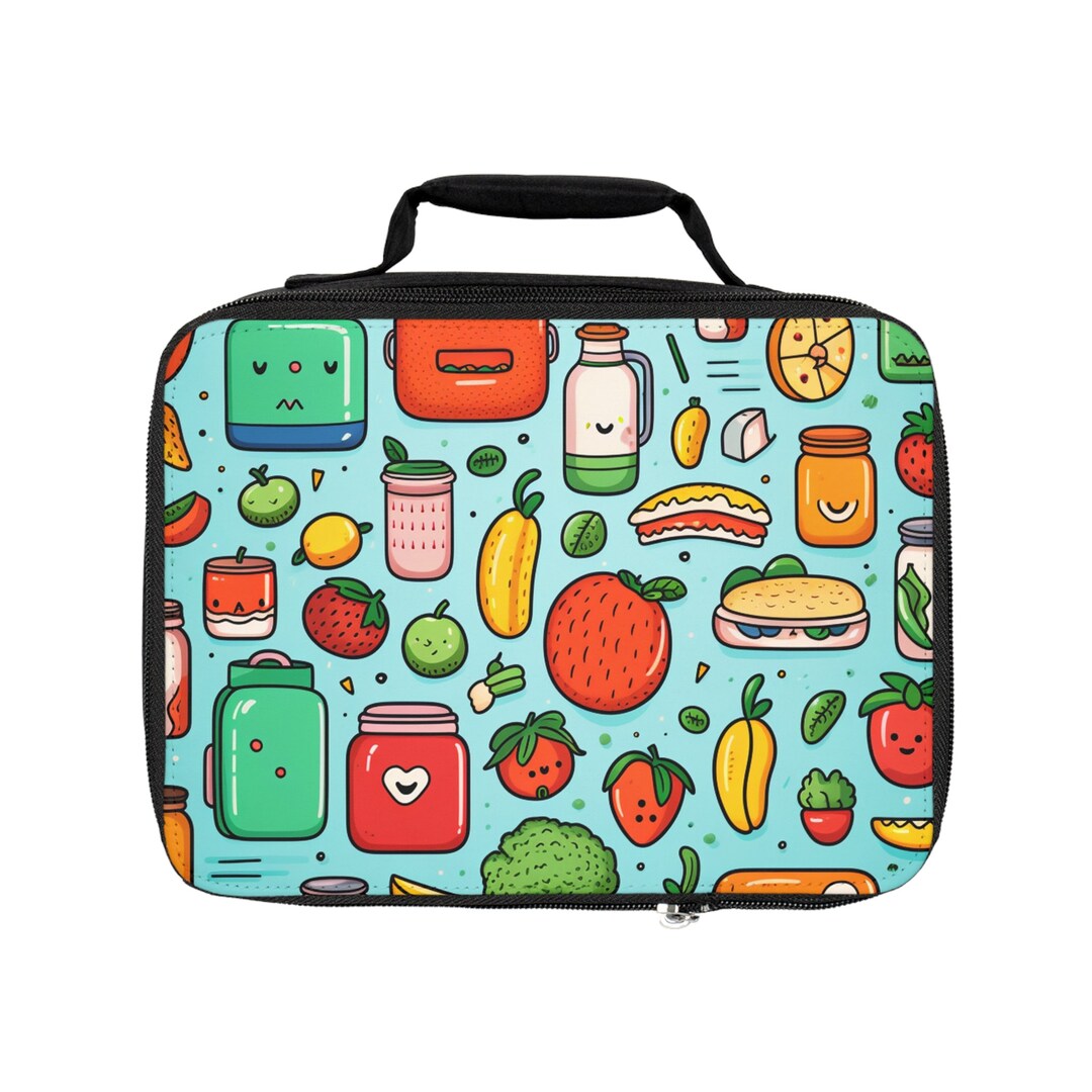 Cartoon Lunch Foods Lunch Bag Etsy