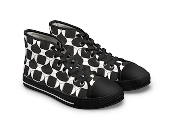 Damen-High-Top-Sneaker mit Schwarz-Weiß-Muster