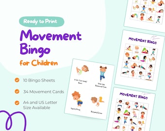 Movimento Bingo para Crianças | Atividade física para crianças | Atividades para quebrar o cérebro | Ioga e condicionamento físico para crianças | Exercícios infantis