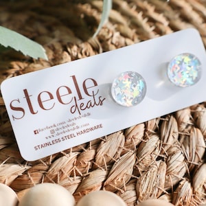 Acrylic Star Confetti Stud Earrings | Handmade Jewelry | Hand Painted Earrings | Star Earrings | Gift for Her