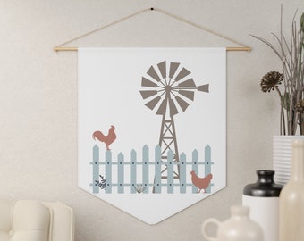 Boerderijdecor, boerderijwimpel, boerderijfoto, decor windmolen, windmolenwimpel, foto windmolen, kippendecor, kippenwimpel, boerderij