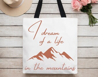 Draagtas bergen, tas bergen, draagtas, Rocky Mountains, Smokey Mountains, Blue Ridge Mountains, neutrale kleuren, esthetisch neutraal, cadeau