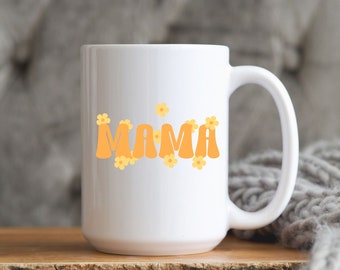Gele mama-mok, mama-bloemmok, mama-mok, mok gele bloemen, mama-koffiekop, gele koffiekop, mama-theekop, gele theekop, gele theekop, mama-beker