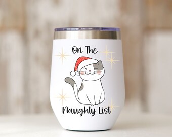 Beker op de ondeugende lijst, kerstbeker, vakantiebeker, kerstbeker, kerstbeker, kerstcadeau, vakantiecadeau, cadeau voor vriend