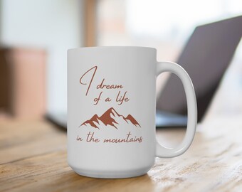 Bergenmok, koffiekop bergen, Rocky Mountains, Smokey Mountains, Blue Ridge Mountains, mok hete cacao, mok hete cacao, neutrale kleuren, neutrale sfeer, Rocky Mountains