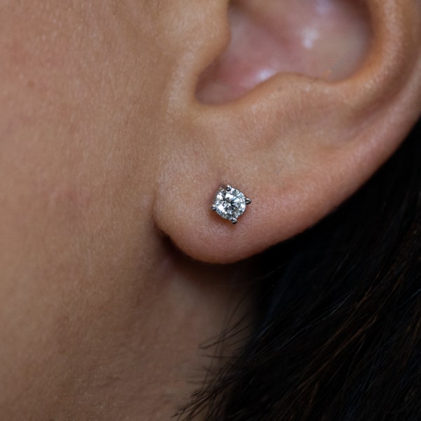Lab Created Diamond Earrings 0.25 Carat, 4 Prong Diamond Earrings, Pushback Earrings, 14k Diamond Earrings, Lab Grown Diamond Studs