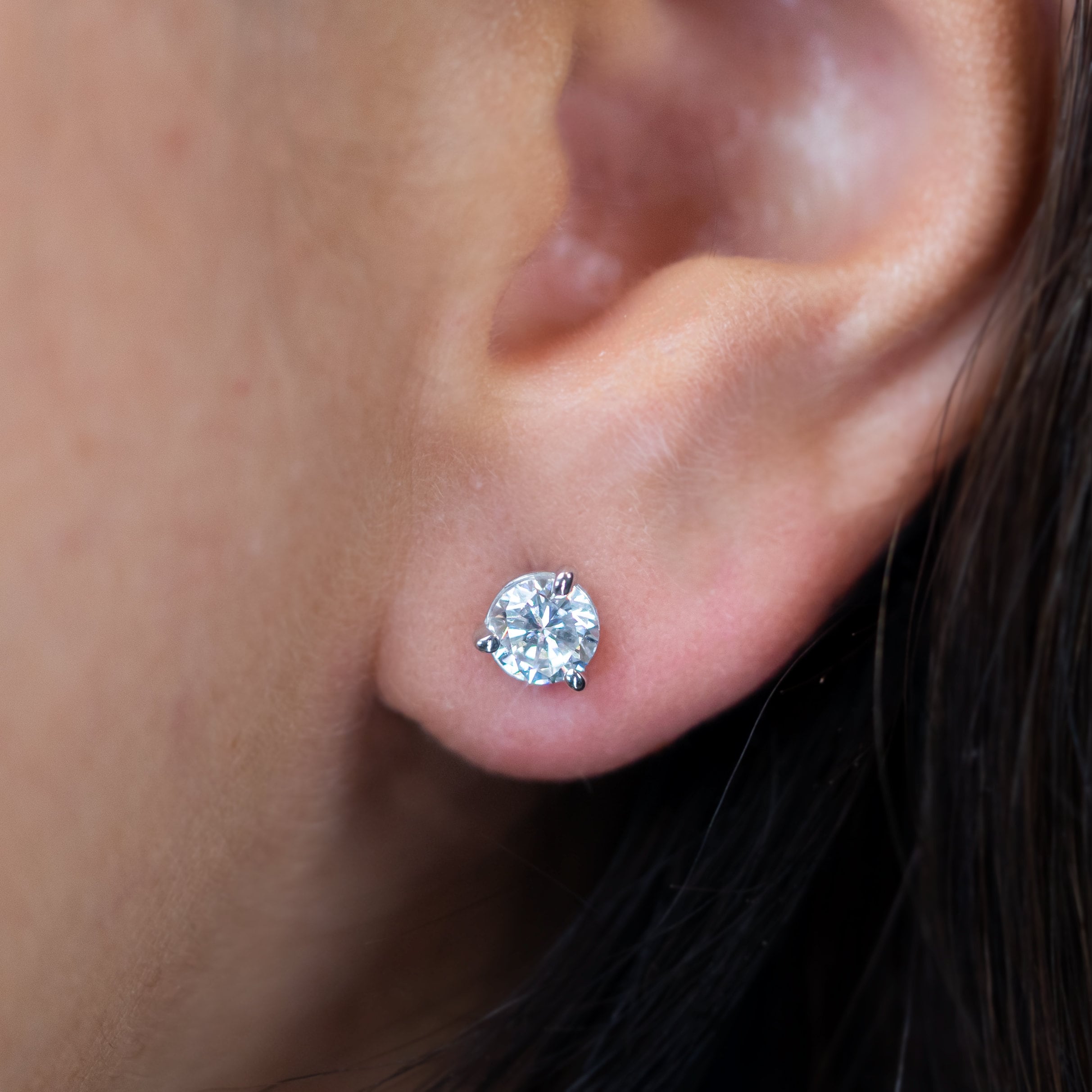 Lab Grown Diamond Studs, Lab Created Diamond Earrings 0.75 Carat, 3 Prong Diamond Earrings