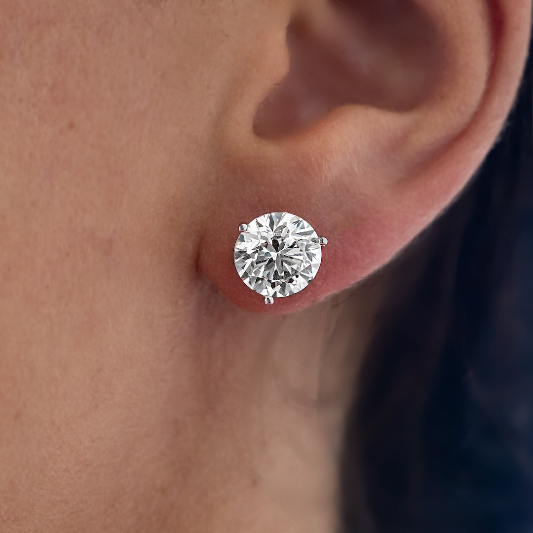 6 Ct Diamond Earrings, 6 Carat Diamond Stud Earrings, Lab Grown Diamond