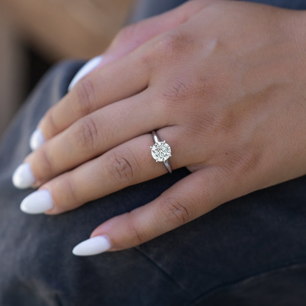 2 Ct Diamond Ring, Lab Created Diamond Ring, Lab Grown Diamond Ring, 2 Carat Engagement Ring, Solitaire Diamond Ring, Round Cut Diamond