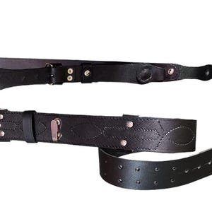 Sam browne belt black real leather belt Hand made item