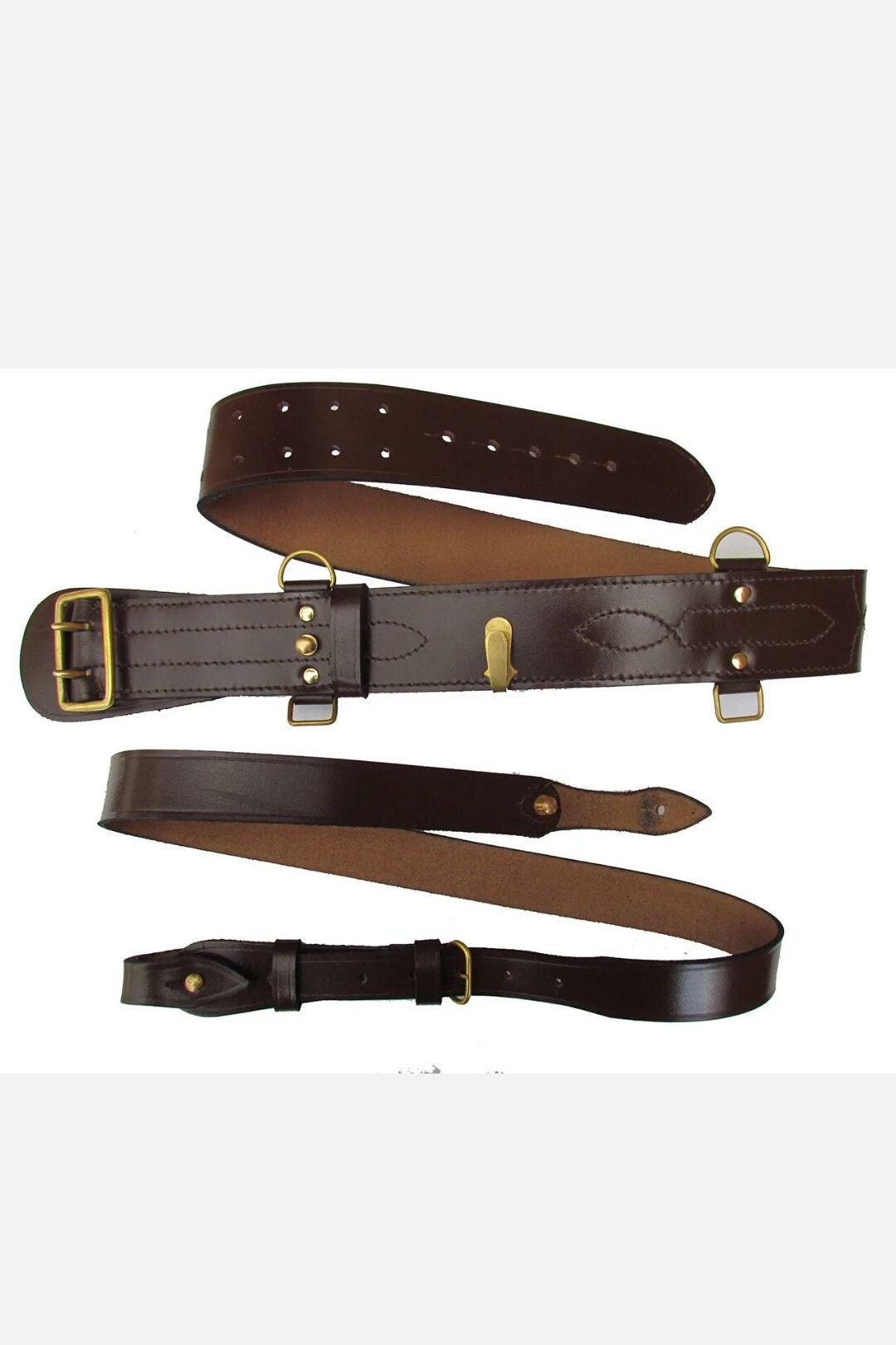 Genuine Calf Leather Sam Browne Style DUTY BELT 2'' wide 3.5m Thick Leather  Belt