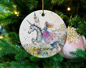 Personalized Magical Unicorn Ornament, Personalized Unicorn Ornament, Fairy Tale Princess Unicorn Decor, Custom Name Year Ornament Gift