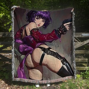 Anime Manga Lady Blanket: Woven Tapestry, Home Decor