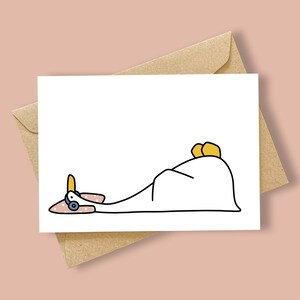Resting Duck Get Well Soon Greeting Card Hand Drawn Whimsical